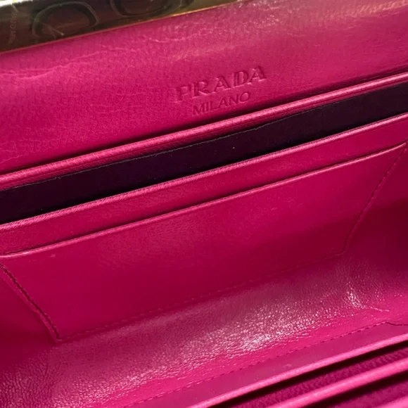 Prada Peonia leather kiss-lock mini clutch bag wallet- new - Picture 5 of 16